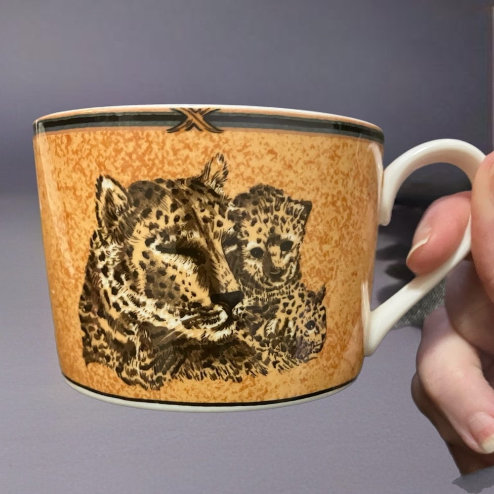 Two Wild Kingdom Leopard Mugs fine Porcelain collection by Victoria & Beale